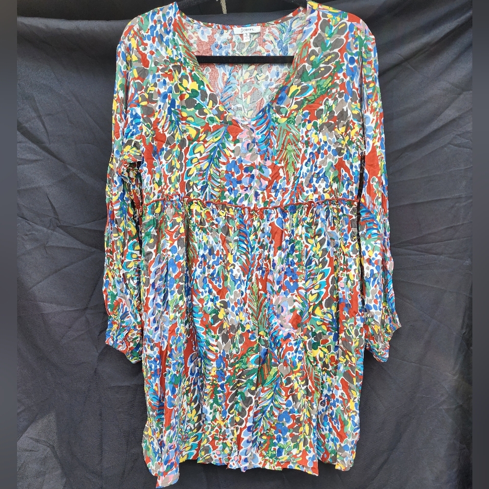 Nwot Jodifl colorful tiered dress w/ pockets sz sm